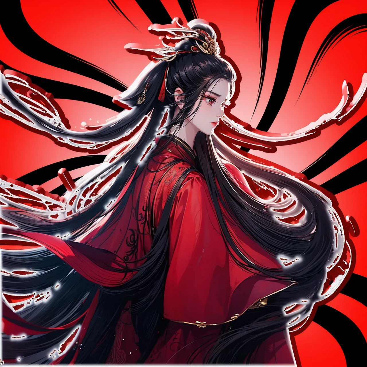 I want a profile photo of the face of a human who is the leader of the Celestial Demon sect from fictional murim Chinese martial arts stories that appear in manhuas
