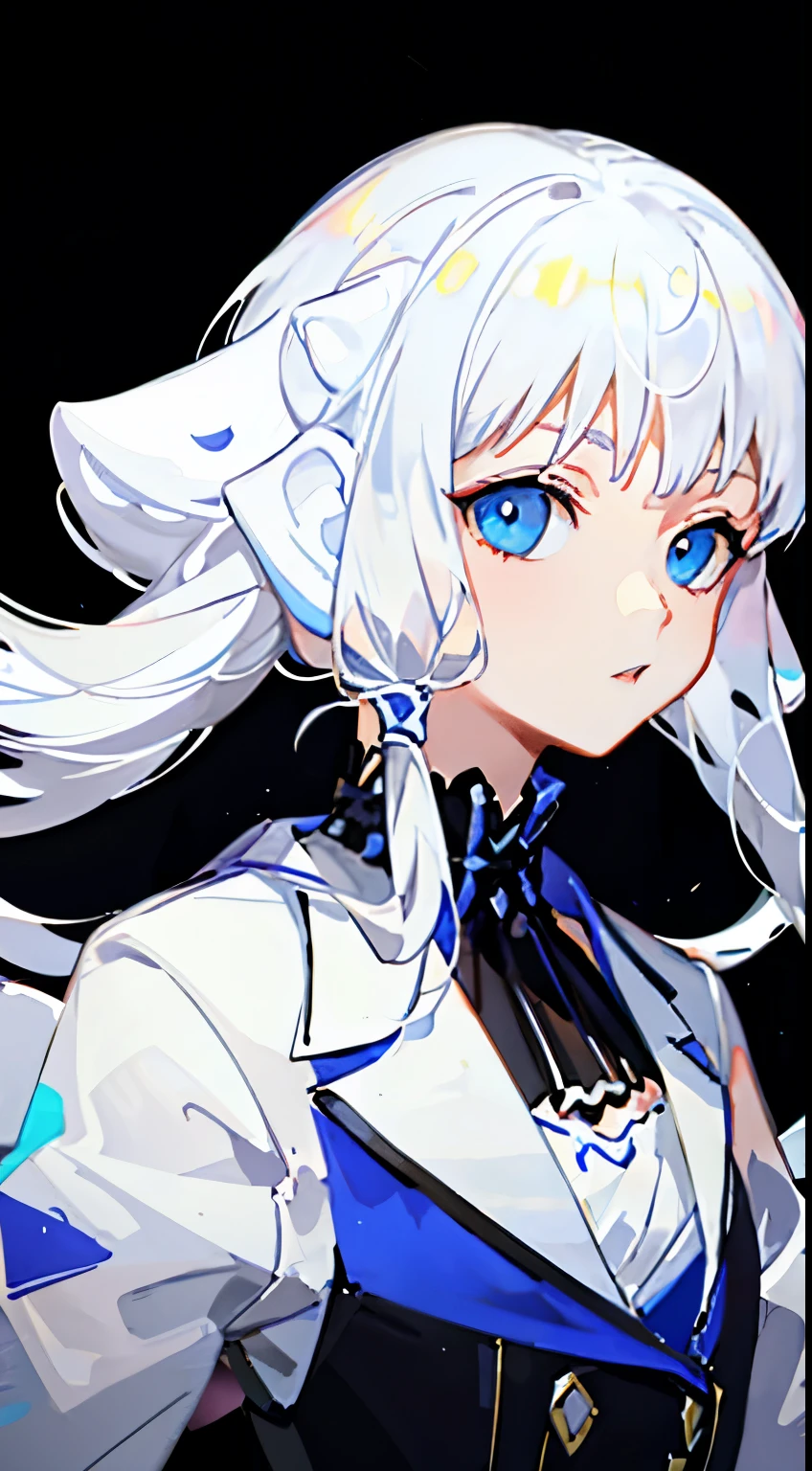 White hair, girl, Profile picture, blue eyes