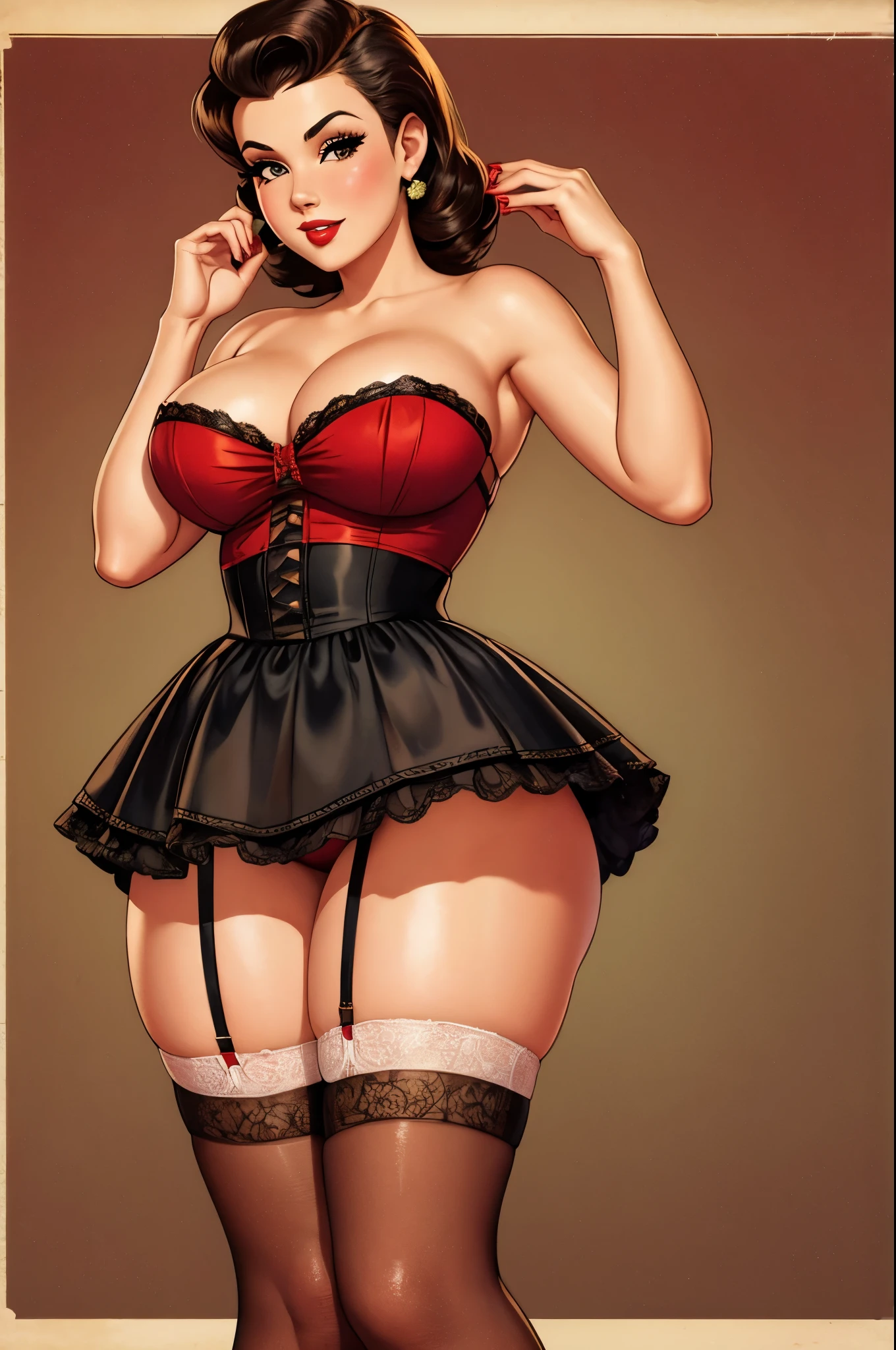 gorgeous woman, vintage pin up, stockings, petticoat