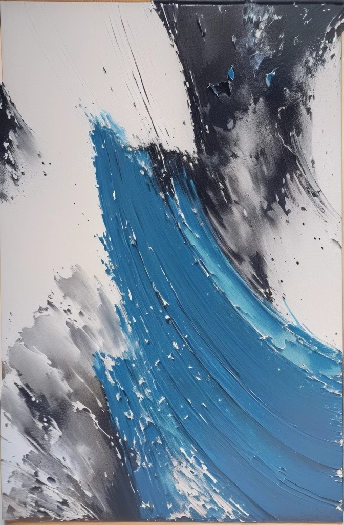 Blue on white background、Black oil painting, 现代Minimalism艺术品,Show love for life,( ( Brush Strokes ) ), ( ( Abstract ) ), ( Brush Strokes ), Inspired by Hans Hartung, inspired author:Franz Kline, author:Franz Kline, lyrical Abstraction, Abstract realism, an Abstract, Abstract Minimalism, Abstract and / or modernism, Brush Strokes oil painting, Minimalism, Blue and black