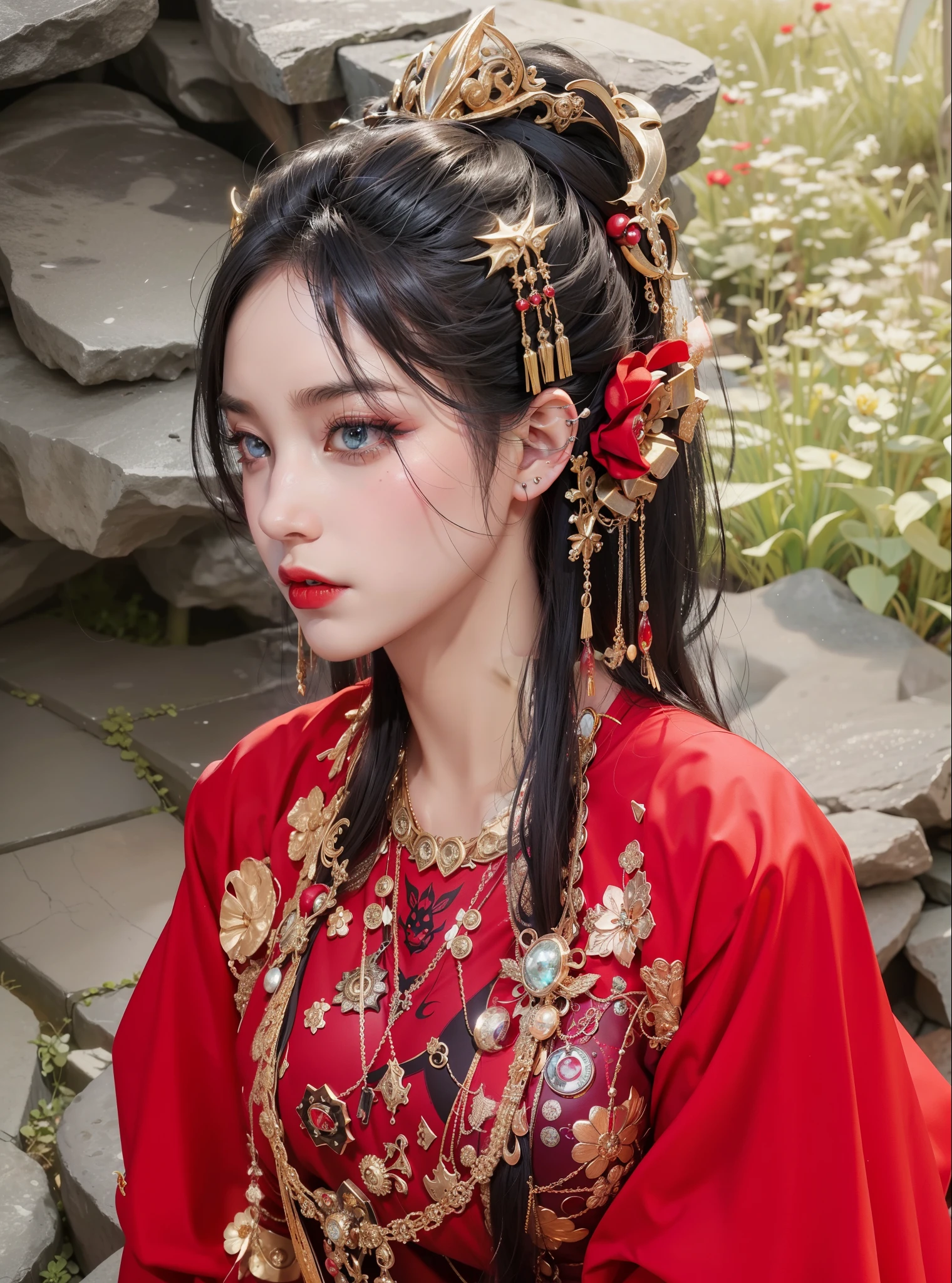 Detailed image quality，Witch Pandora，wing, Succubus Theme，堕落Angel，Excellent，scary，Secret Terror，Tentacles，With eyes，Uncanny Valley Effect，Beast Blood Moon，skeleton，vampire，Hellfire，Dark Queen，Angel，magician magic witch，16岁Angel，Eyes are blue(Pupils as deep as the starry sky)，Gorgeous tattoo designs all over the body，Surreal photos(8K picture quality，Rich in details)，Dark eyeshadow，Sexy thick lips(Red lipstick)，Tattoo designs on body，Dark Queen，Wear luxurious gold jewelry，Dark Queen，圣光铠甲大Angel，Disdainful look(despise，Contempt，angry，impatient look)