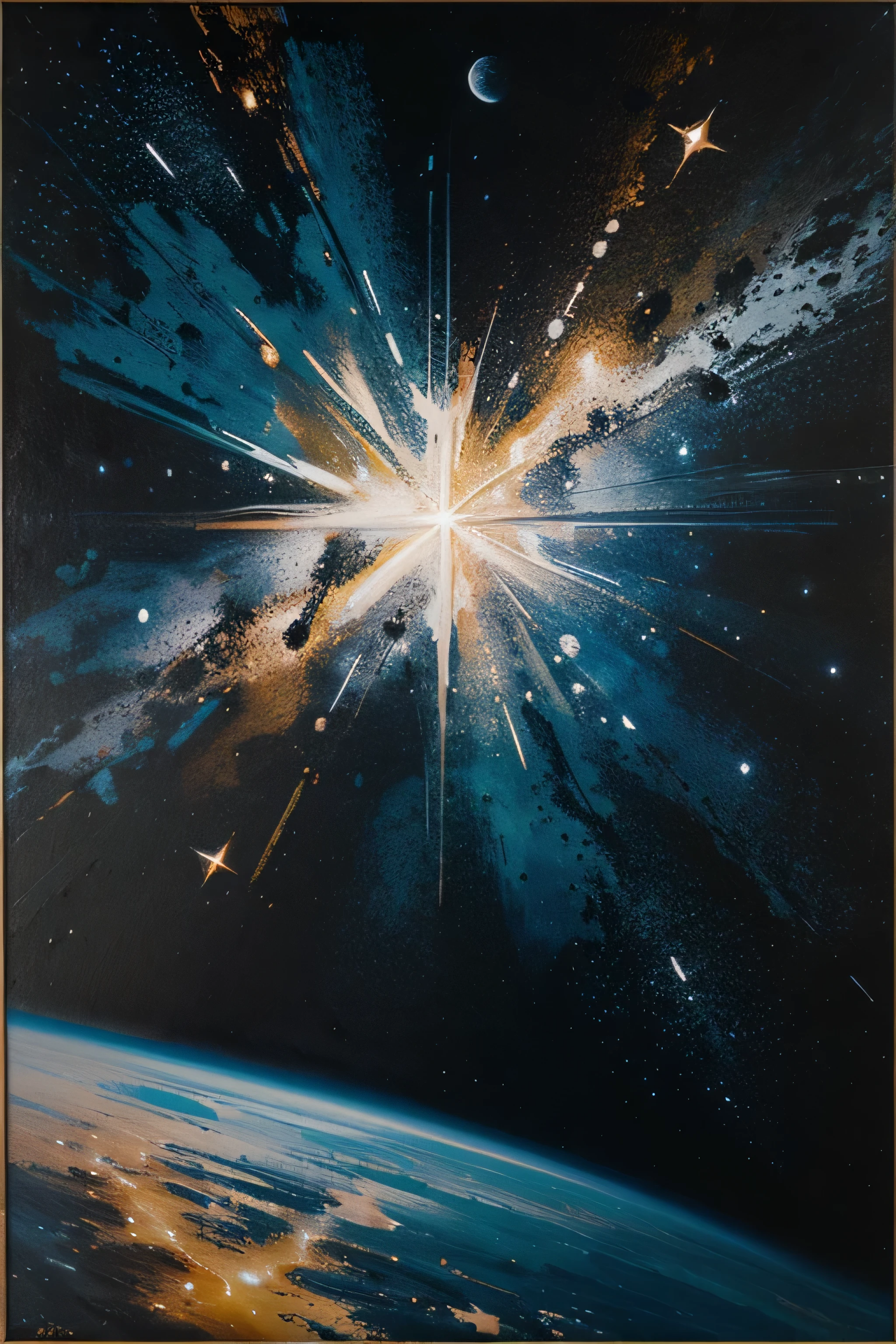 Abstract painting with star on the space