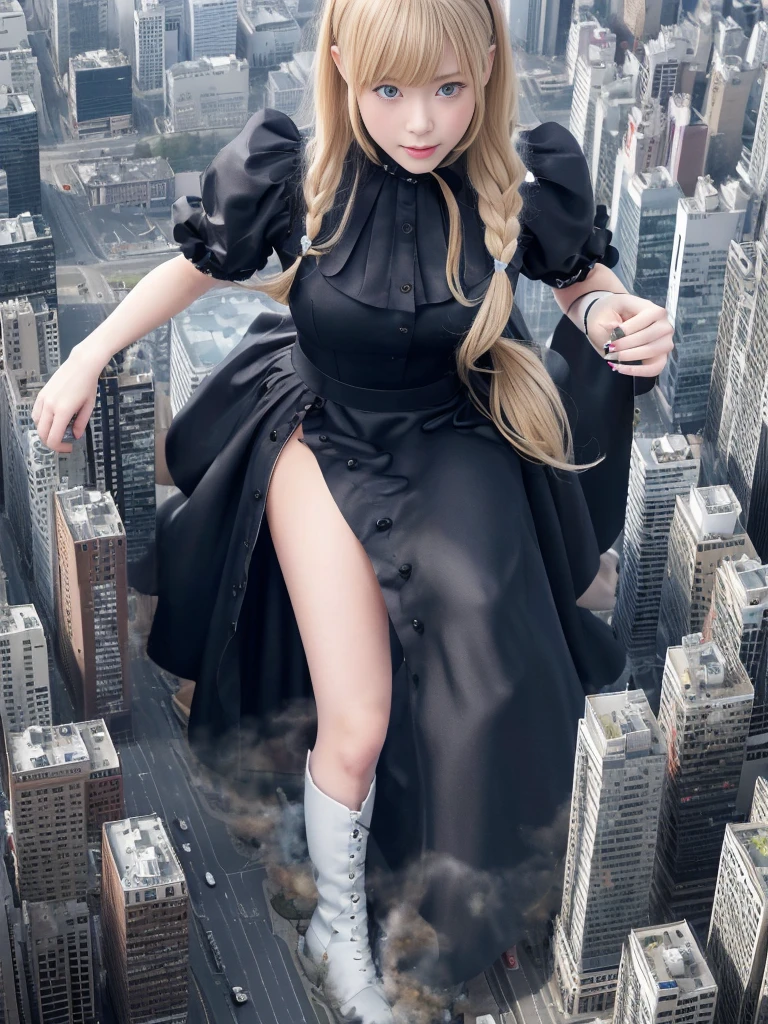 (Giantess Elements、High resolution、High resolution、high quality、Accurate body structure、Detailed body) Towering giant blondes girl,50,000 feet high、Looking up at the approaching woman from below、Giants attack the city、cute、blondes、Destroy a small townWomen、Destroy a small town、Mischievous look、(Maid outfit)Japanese、White skin、Giant blondes female、smile、Trampling buildings、rubble、Burning Small Town、Destroyed small building、Collapsed highway、Cars are crushed、Evacuating residents、sunset、Burning Small Town、go ahead、walk、Trampling、Anatomically correct、Accurate human body、Accurate skeleton、Full body portrait、blue eyes、Rubble scattered at my feet、Higher than skyscrapers、Big impact、amazing、Giantess Elements、Draw a woman in a big way、Increase the destructive element、Make the city smaller、BLACK boots、Crushthecarwithyourhands Tsubasa Masuwaka
(The face is Tsubasa Masuwaka)