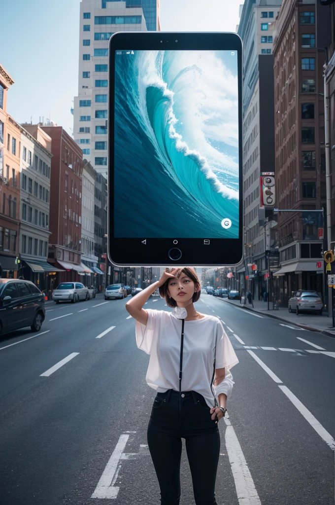 Create a fully-featured image that integrates the digital age