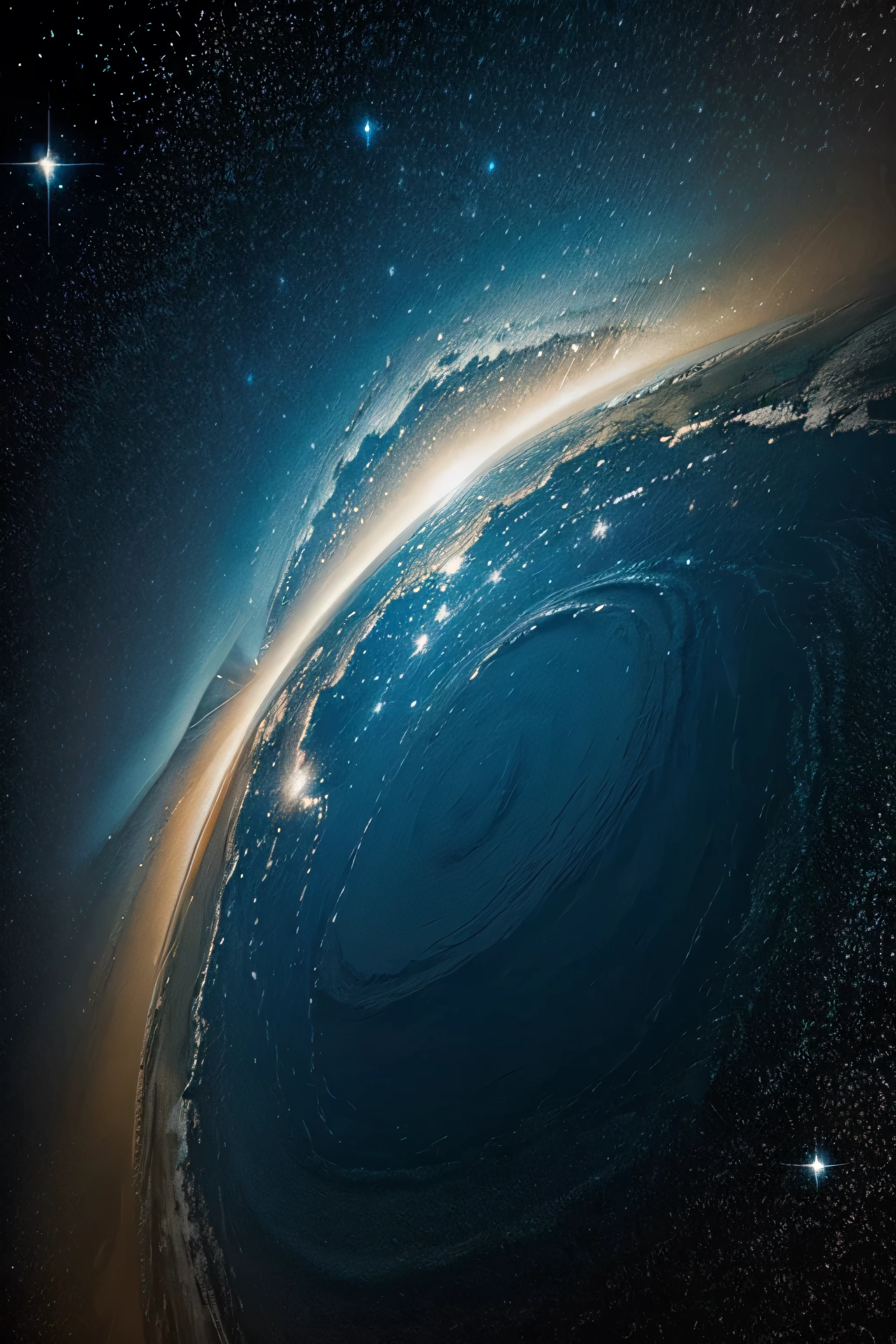 Abstract painting with star space sea with old men