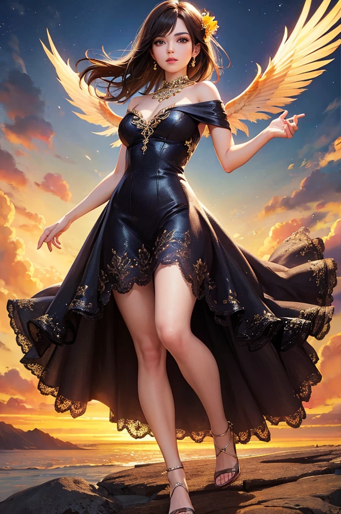 full body, phoenix girl, gala dress