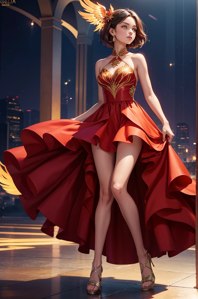 full body, phoenix girl, gala dress