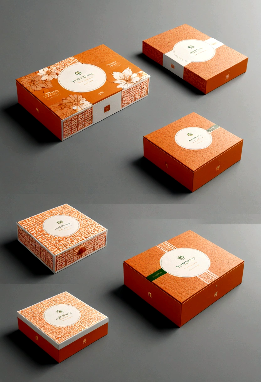 （Portable packaging box design：1.37），lattice，line，Simplicity，modern，upscale，cute，Color blocking，Flowers，（Taiping Life Insurance Logo）,Orange，Light green，illustration，Animation，in style of geometric,beautiful detailed，in style of flat color vector design,
