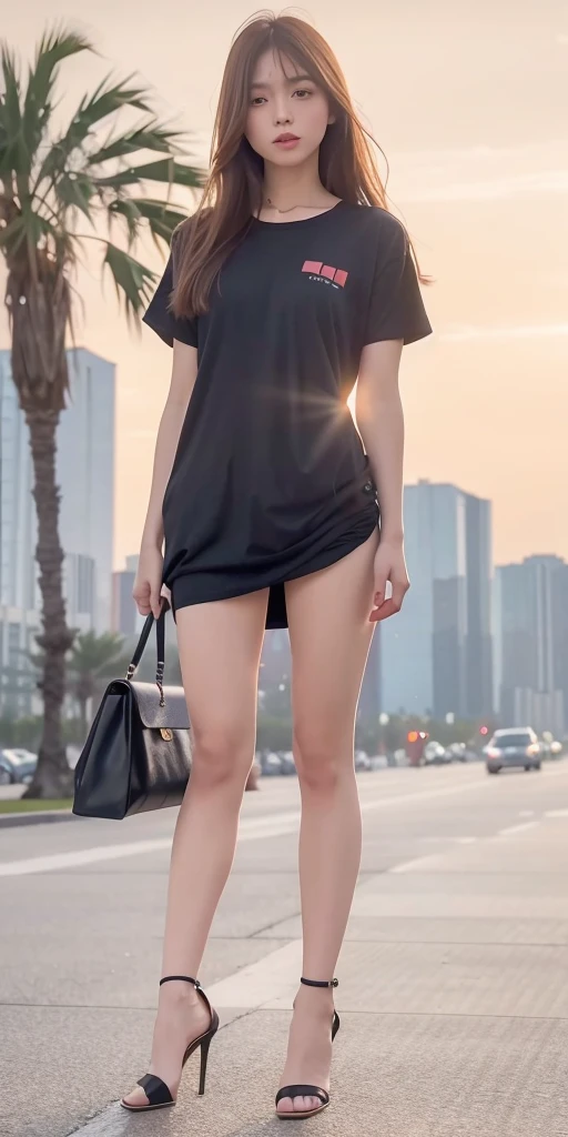 mix4, 20d, solo, long_hair, shirt, high_heels, full_body, look_at_viewer, (8k, RAW photo, best quality, mastery:1.2), (realistic, photo-realistic:1.37), professional lighting, photon mapping, light energy transfer, physically based rendering,