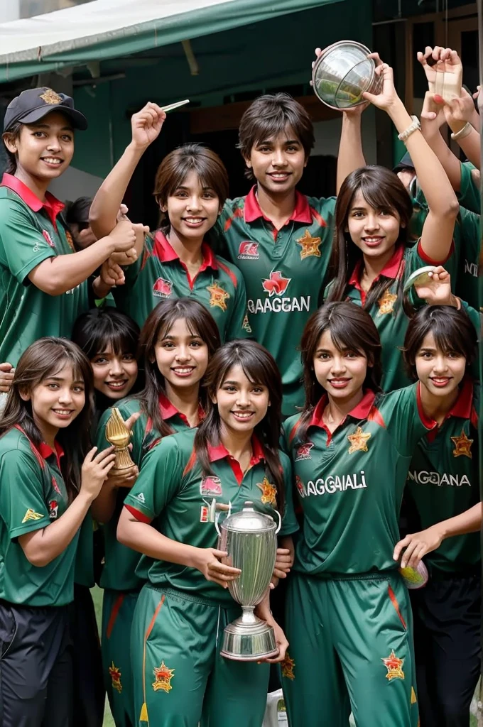 Bangladesh cricket team with cup in hand