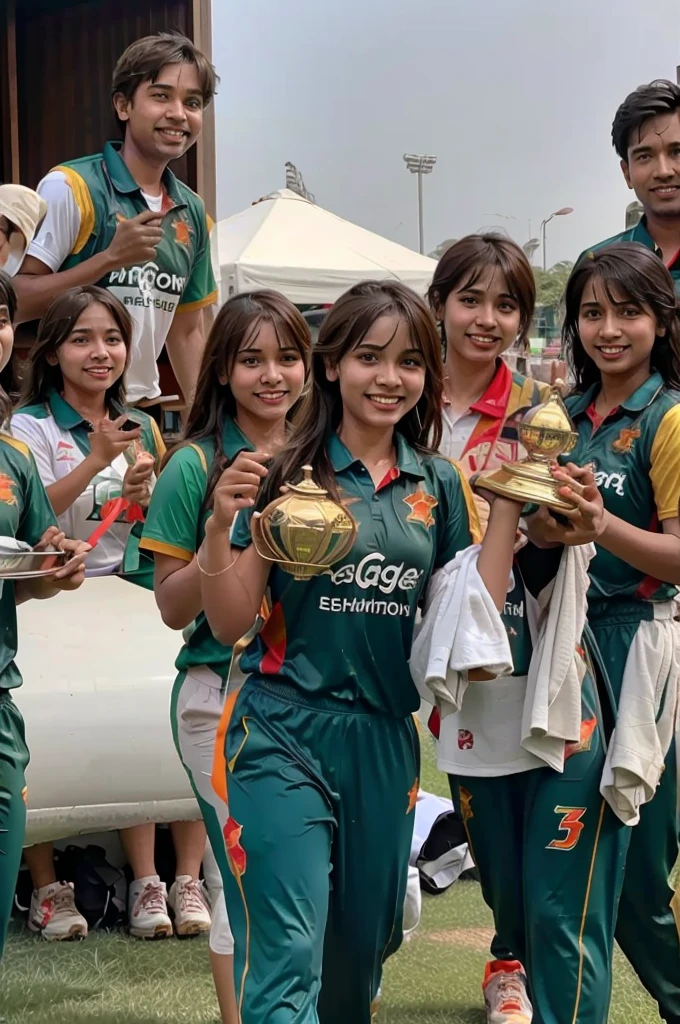 Bangladesh cricket team with cup in hand