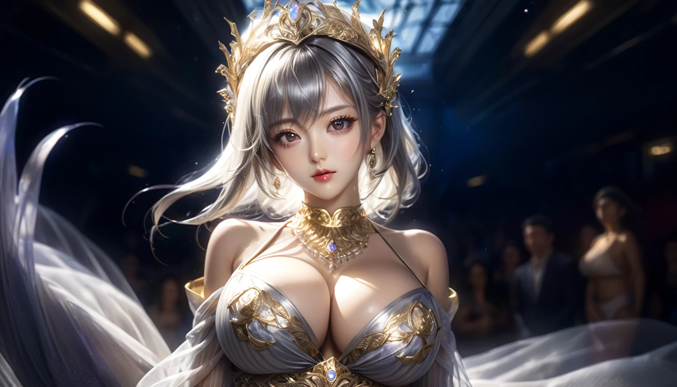 Woman in a golden transparent dress,Viewer,(((Huge , Keeley University))),Slim waist,(Navel exposed,Bare waist), Long hair, extreme detailed details,High-end real site, Heavy rain scene, Detailed fantasy art, Stunning character art, Beautiful and exquisite character art, Beautiful gold and silver armor, Very detailed, Girl in Shining Armor, Exquisite headpieces and jewellery,Crystal jewelry filigree, galaxy, Stunning visuals, (Dynamic Stripes, light rail:1.2), Vibrant colors,Long hair动漫女孩和fox, Beautiful platinum fox lady, 白毛fox, Beautiful character painting, Beautiful anime portrait, fox耳朵的女孩, a beautiful fox woman, Mystical artwork, Guweiz, by Ren Renfa, fox, Large Breastsreasts,Goldenfigure,Perfect body,Ultra wide-angle shooting,Full body shot,Body close-up,Full body shot,Look at the audience,Wearing a tulle bikini,Soft anime illustration, Soft dark background,Fujifilm XT3 Clear focus, f 5.6, High Detail, Clear focus, Dramatic, (Wearing openwork clothing), (Looking at the audience:1.8), (Natural light), (Tempting)translucent, Good velvet quality, Compared, Divine Light,, Silver gray hair, Sky background, Absolute Strength,Female angels,Girl in sexy silk,,Large Brea,Full breasts,Golio figure,Perdy,Ultra wide-angle shooting,Full body shot,Body close-up,Full body shot,Look at the audience,, Wearing a tulle bikini, Model shooting style, Large Breasts,Full breasts,Golden ratio figuect body,(Extdetailed CG 8k wallpaper unit), The most beautiful artistic photos in the world, , 8K Ultra HD, soft light, high quality, Film Grain, Fujifilm XT3 Clear focus, f 5.6, High Detail, Clear focus, Dramatic, (Wearing openwork clothing), (Looking at the audience:1.8), (Natural light), (Tempting) Lying on your side in bed,Lazy gesture,Charming and seductive expression,best quality,masterpiece,Ultra-high resolution,(Practical:1.4),original photo,Ultra-high resolution,8K,There was a woman,White skin,Exquisite makeup,Big Wave,Black skirt,High heel,Long legs,Bright beautiful eyes,用紫色眼影打造Exquisite makeup,Large hoop earrings,