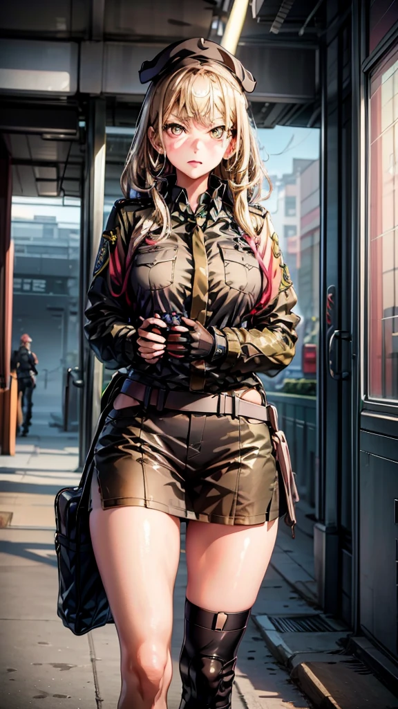 Yellow eyes,   a woman in a police uniform posing for a picture, marin kitagawa fanart, seductive anime girl, oppai, police officer, officer, range murata and artgerm, extremely detailed artgerm, from girls frontline, fine details. girls frontline, cushart krenz key art feminine, 1 girl, beast quality, blonde, yellow eyes, masterpiece, 4k, 8k, 10k, more_details:-1, more_details:0, more_details:0.5, more_details:1, more_details:1.5, more_details:-1, more_details:0, more_details:0.5, more_details:1, more_details:1.5, more_details:-1, more_details:0, more_details:0.5, more_details:1, more_details:1.5