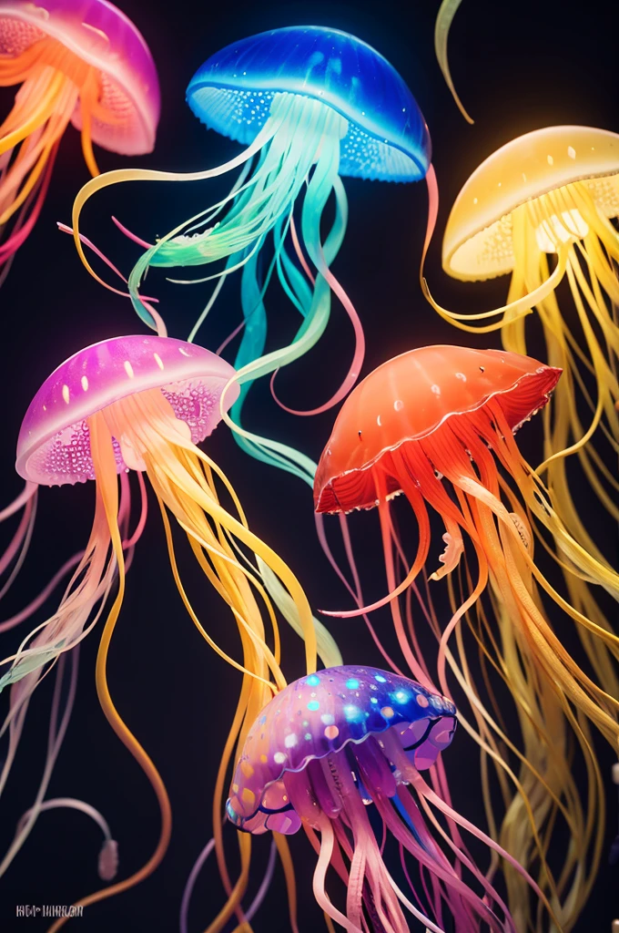 Expanding colorful jellyfish