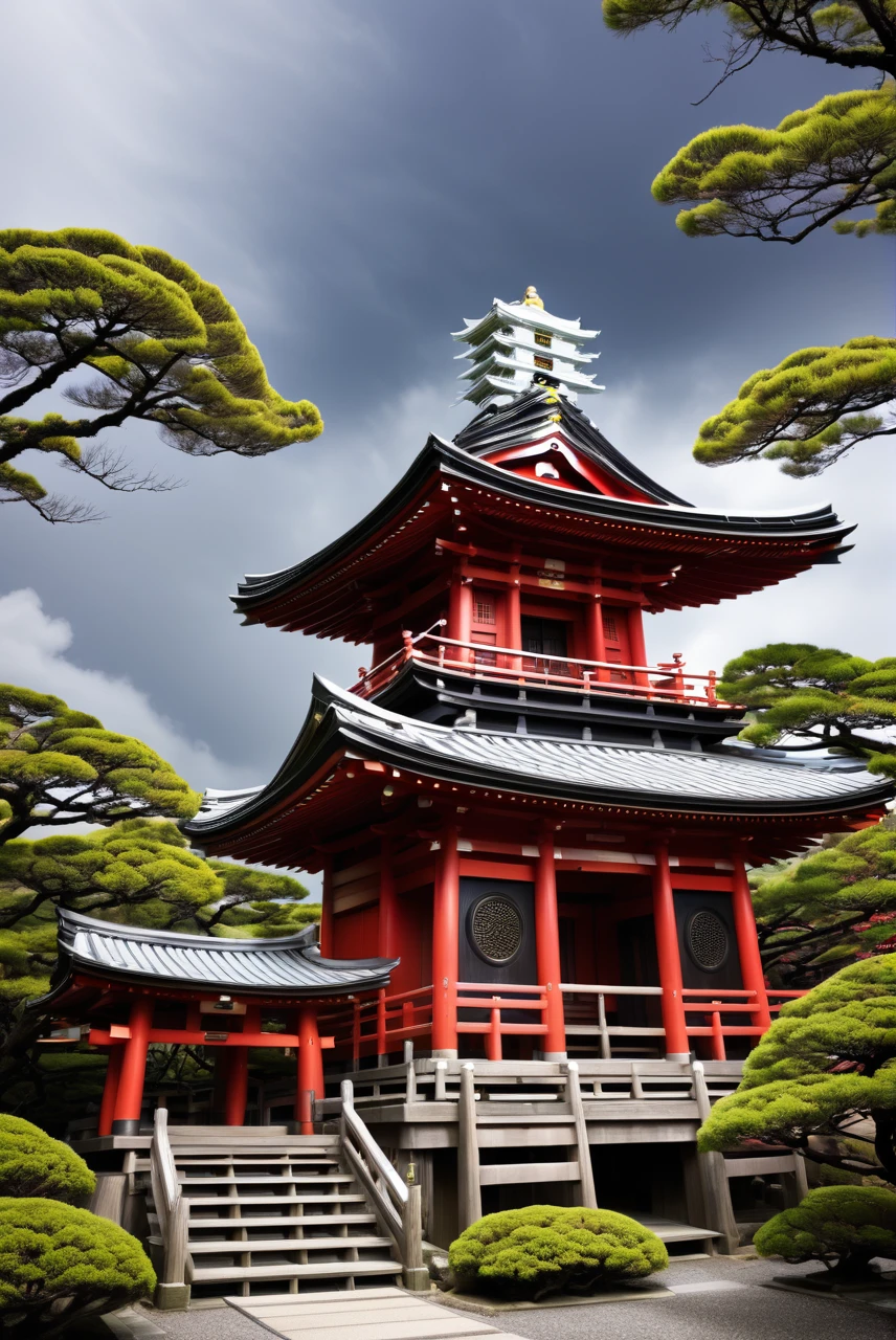 Traditional Japanese Shrines The wind god and the thunder god stand tall