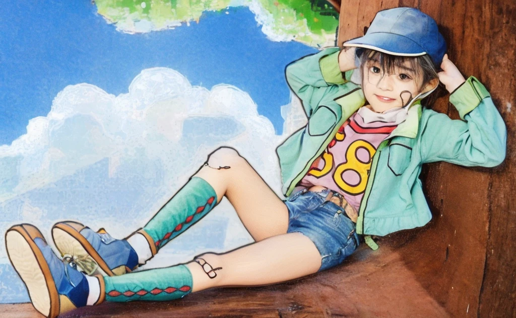 Denim hot pants Cute girl boyish