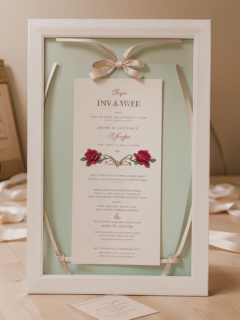 I want a frame for rose wedding invitation cards, with white background