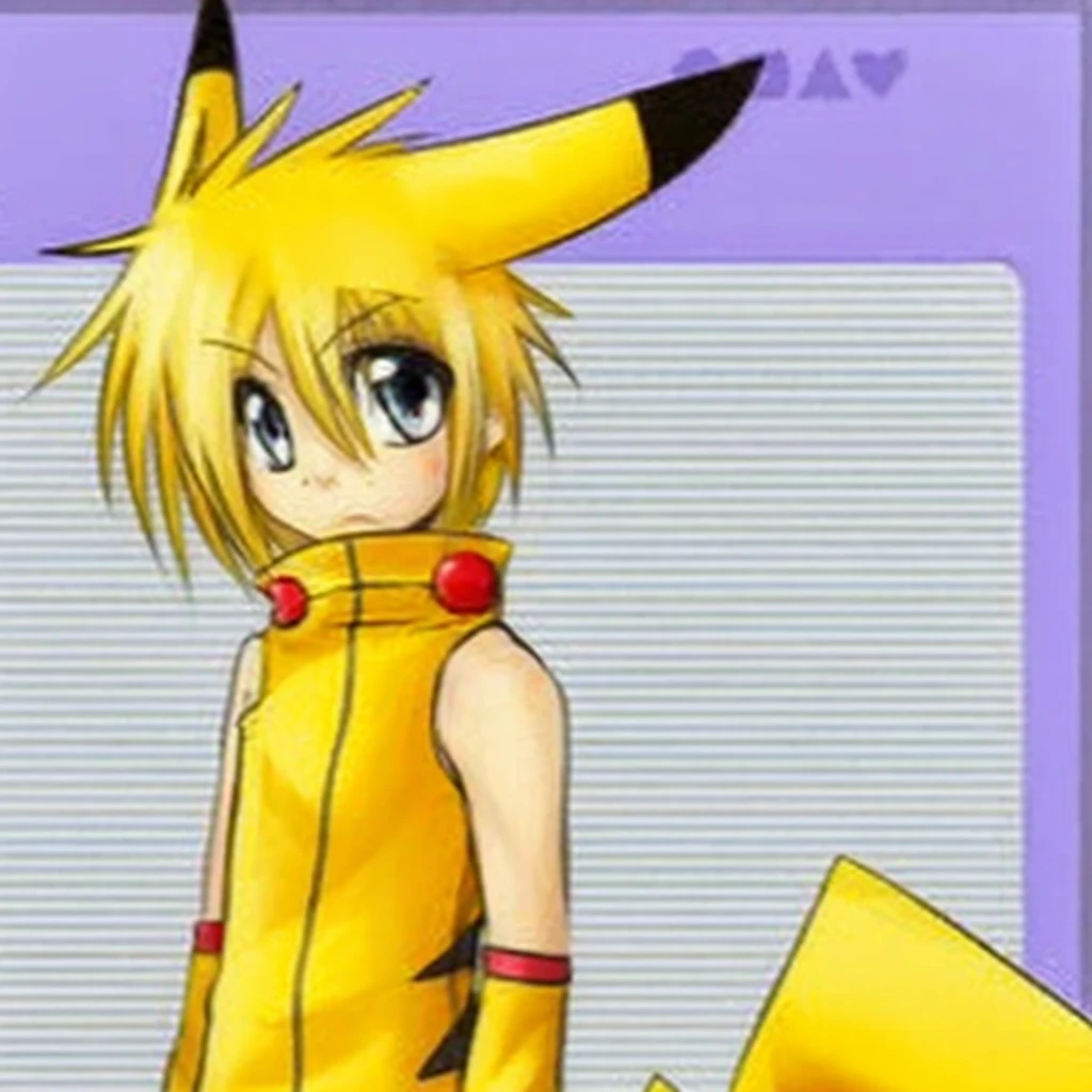 pokemon pikachu with a yellow outfit and a black hat, pikachu as a human, kagamine rin, takeru, hikari, daisuke, lori, miyako, ken, renamon, pikachu, pokemon anime style, megaman as pikachu, concept art of pikachu, anime boy, pikachu as jesus, anime character, super sayan, mika pikazo, anime styled, anime stile, real life pikachu, anime style character, pokemon style