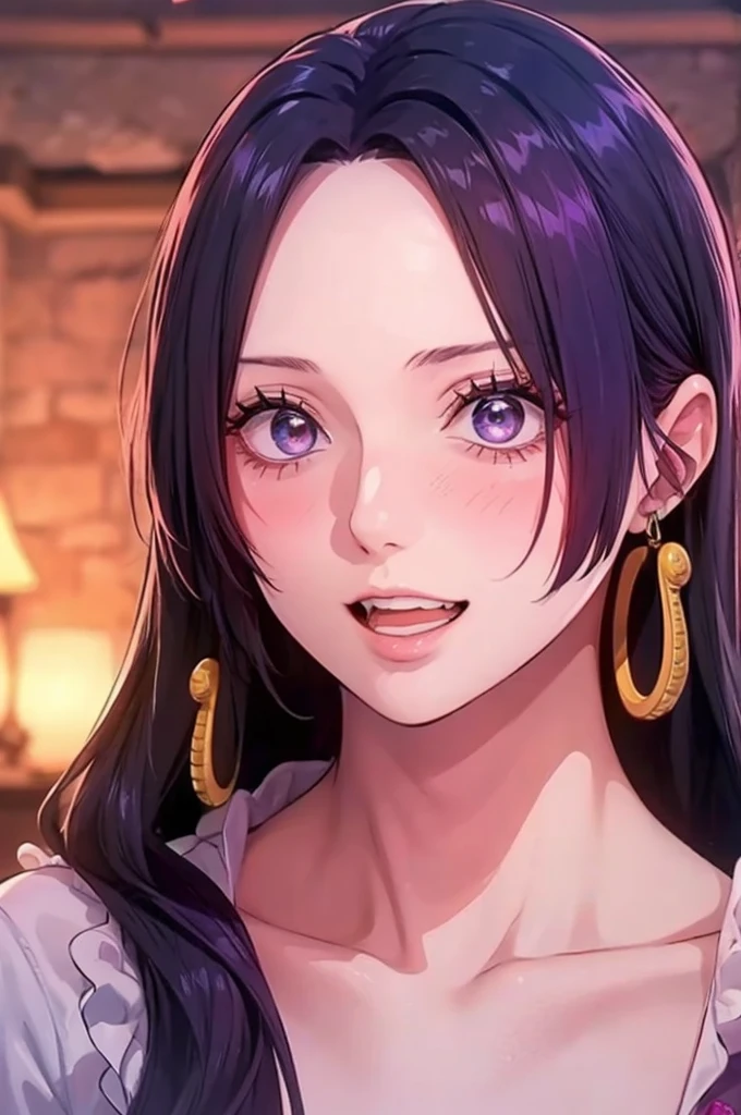 best quality, high quality, a cute girl, solo, beautiful purple hair, beautiful purple eyes, light smile,