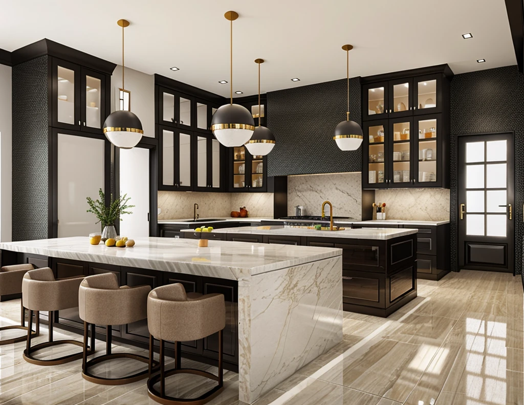 Masterpiece, best quality, super high resolution,kitchenroom, supper detail, glossy marble floor