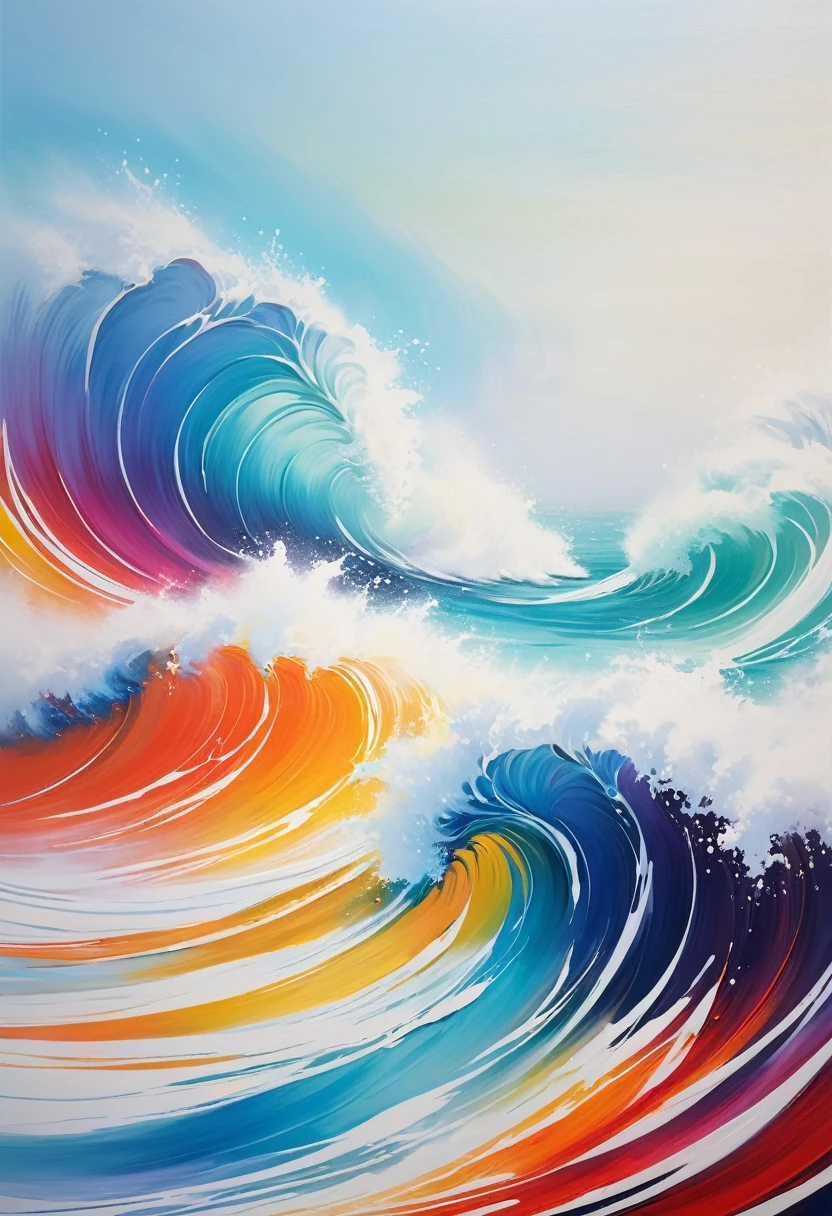 Full of art,Bright paint painting,Waves,White waves,modern minimalism,artwork,Show love for life,Large brush feel,Gradient