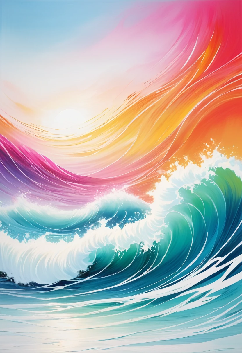 Full of art,Bright paint painting,Waves,White waves,modern minimalism,artwork,Show love for life,Large brush feel,Gradient