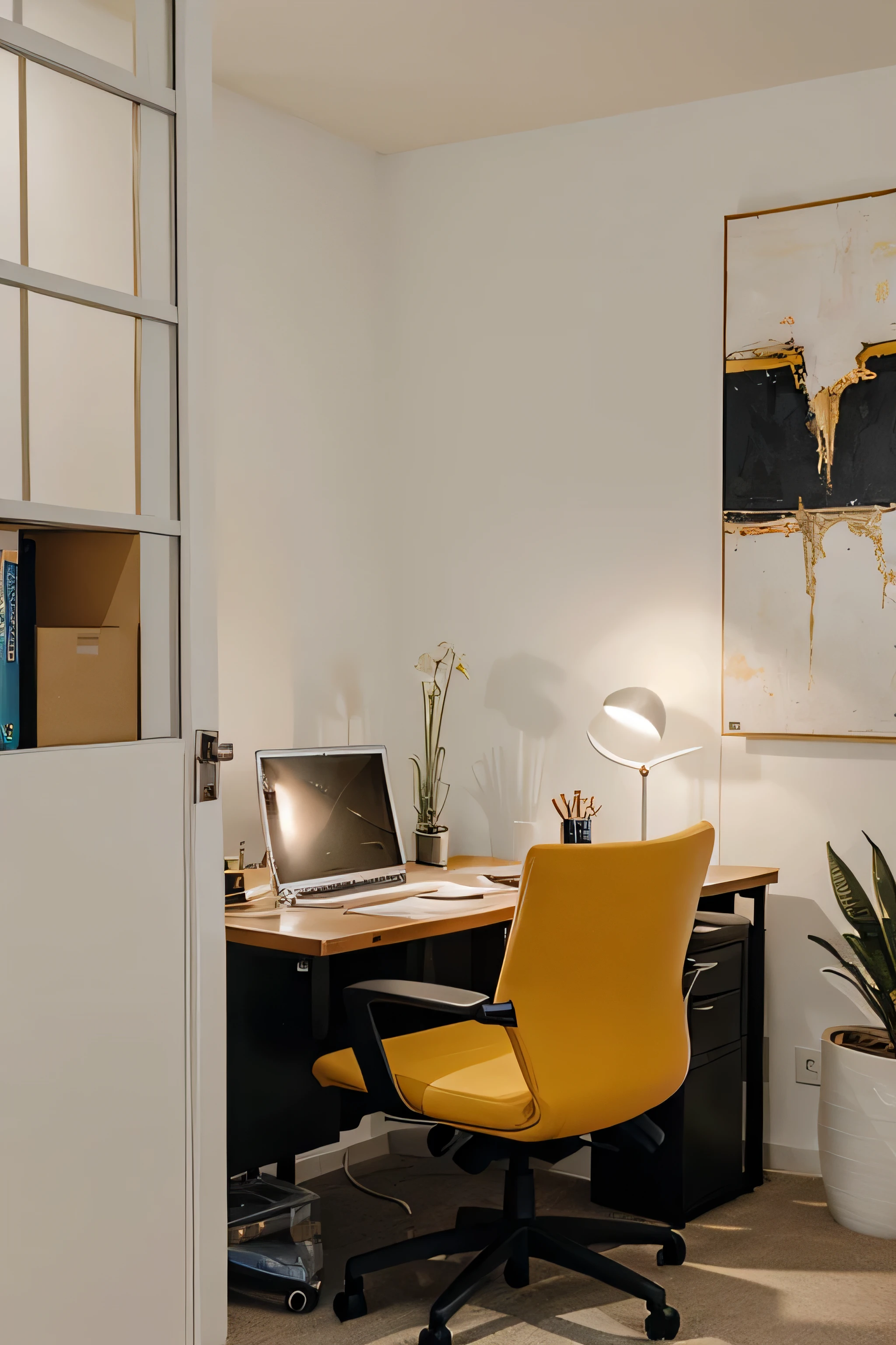 Abstract painting beutiful office room