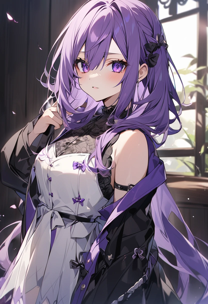 Keito。Purple Eyes。Purple Hair。Purple Swimsuit。Wooden villa
