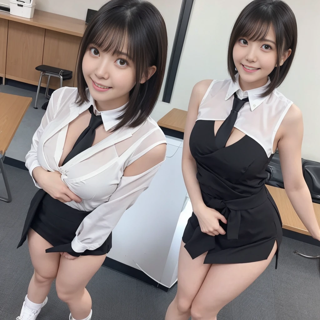 (from below:1.2)、(high school girl、Checked micro mini skirt、Sleeveless、tie、Ass、Black Hair、Big Ass、School classroom)、Extremely sexy、smile、Professional Lighting、Small waist、Beautiful adult woman、Captivating thighs、Very large breasts、Cleavage、Are standing