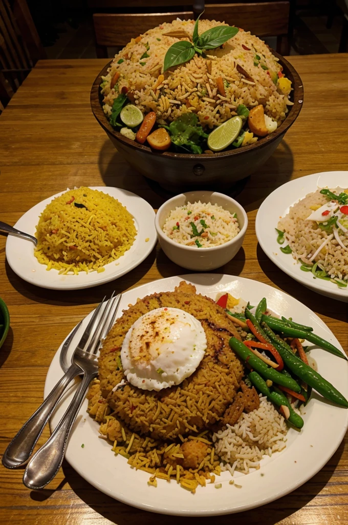 nasi goreng dish srilankan resturant table morning