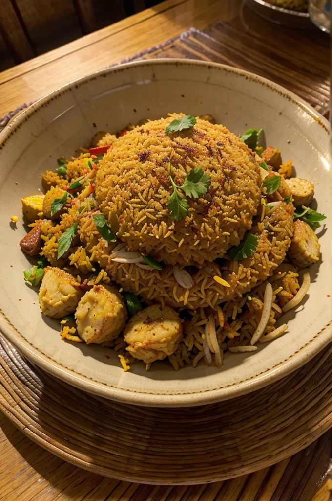 nasi goreng dish srilankan resturant table morning