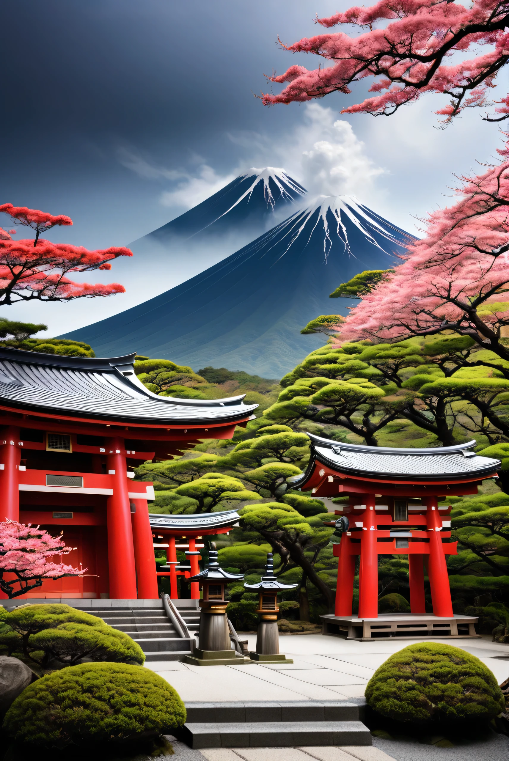 Traditional Japanese Shrines The wind god and the thunder god stand tall