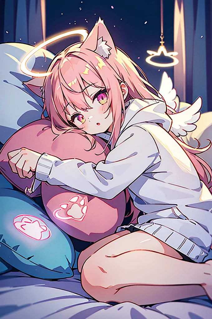 Located on the bed in the bedroom,,A young boy with,A with pink hair lying on the bed(Pink double ponytail,Cat ears,Wearing a white transparent dress,Petite body,A girl with closed eyes,Sleep in bed,girl sleeping,Clothes were torn by men,gigantic cleavage breasts,Private areas exposed,female genital,A white viscous liquid flows from the female genitalia,Humiliated by boys,vaginal dilation,Dewy,white stockings,closing her eyes,Girl in a coma,Comatose girl,Raped by boys,Violated by boys,Fornication),The younger brother raped his sleeping sister