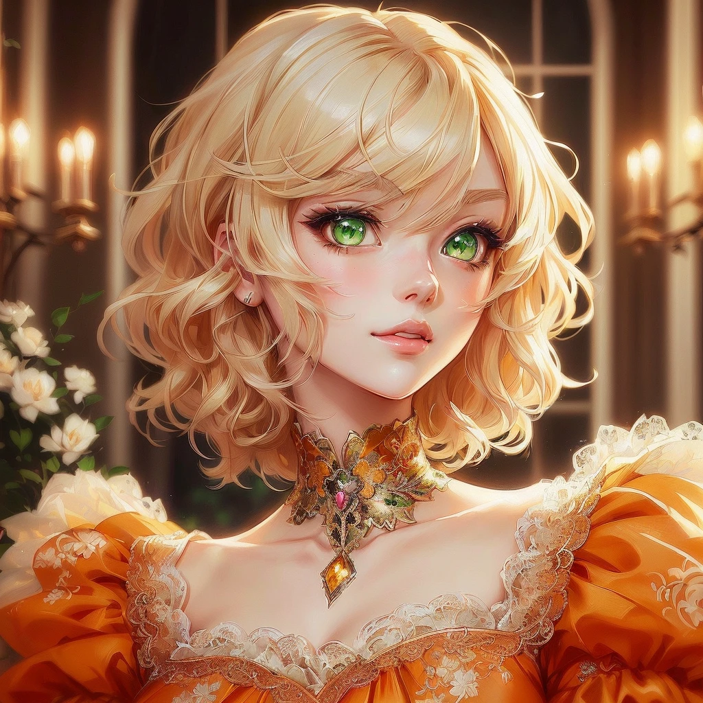 anime girl with blonde hair and green eyes in a fancy dress, detailed anime digital art, detailed portrait of anime girl, Awesome anime face portrait, no art style by bowater, cute anime portrait, anime character detailed art, anime digital illustration, anime style portrait, cute anime art style, anime portrait , kawaii realistic portrait, Beautiful Anime Woman