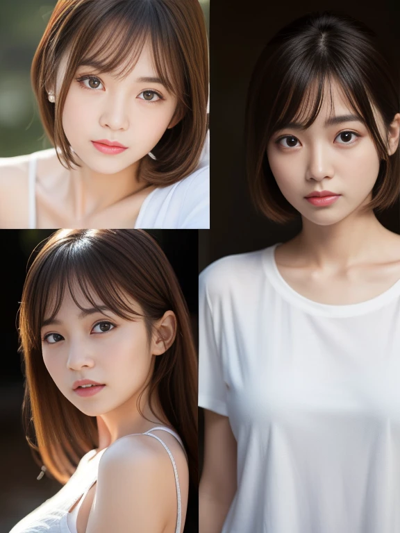 Dressed、(Photo realistic:1.4)、(Surreal:1.4)、(Real Stick:1.3)、
(Smoother lighting:1.05)、(映画の照明Improvement of quality:0.9)、32k、
One girl、19 years old、Realistic lighting、Backlight、Facial Light、Ray-tracing、(Bright light:1.2)、(Improvement of quality:1.4)、
(Highest quality real texture skins)、Beautiful Eyes、Detailed painted face、
(tired, Sleepy and satisfied:0.0)、Close-up face、T-Shirts、
(Improve your body line mood:1.1)、Shiny skin、actress、Korean Idol、Nogizaka idol、Gravure idol pose