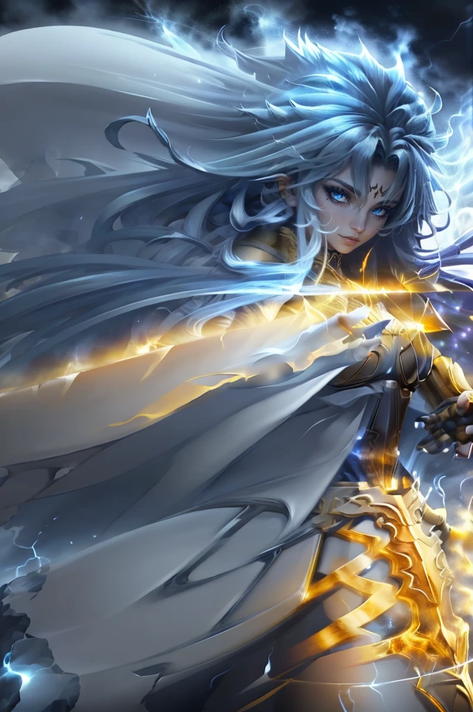 **Stable Diffusion Prompt:** "Mighty Goddess of Strength and Potency, Lady of Thunder transcending Nordic, Germanic, and Greek mythologies, unveil your majesty! Imagine a dazzling deity who personifies formidable strength, unparalleled potency, and impetuous storms. Visualize her celestial figure, crafted by the harmonious fusion of elements from these epic sagas. Her countenance features eyes sparkling with the energy of lightning, and her hair flows like storm-laden clouds. She adorns divine armor, forged in celestial furnaces and adorned with symbols echoing the legends of Norse, Germanic, and Greek gods. Divine ornaments exalt her presence, reflecting the majesty of her mythological lineage. Capture the duality of her beauty and ferocity, balancing divine serenity and imminent storm. Evoke the grandeur of her form with features that bear witness to the unique fusion of three distinct mythologies. Create a visual spectacle transcending the limits of human understanding, revealing the true essence of this Goddess of Strength, Potency, and Thunder."