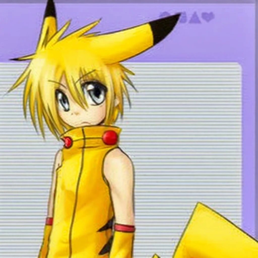 pokemon pikachu with a yellow outfit and a black hat, pikachu as a human, kagamine rin, brown hair, blue eyes, takeru takaishi, hikari yagami, daisuke motomiya, lori hida, miyako inoue, ken ichijouji, renamon, pikachu, pokemon anime style, megaman as pikachu, concept art of pikachu, anime boy, pikachu as jesus, anime character, super sayan, mika pikazo, anime styled, anime stile, real life pikachu, anime style character, pokemon style