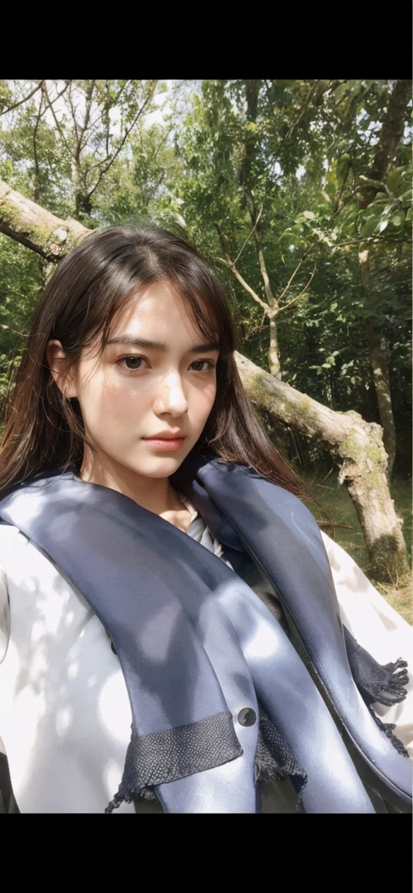 8k, best quality, masterpiece, realistic, ultra detail, photo realistic, Increase quality,
a photo of a girl standing in a field with a scarf, in the style of dark and brooding designer, voluminous mass, photobash, serene faces, jagged edges, navy, natural beauty, close-up shot