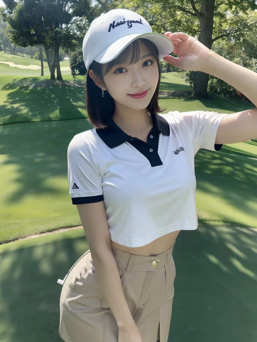 masterpiece, full body, (beautiful eyes: 1.2) ultra hot sexy sensual young woman,
in golf yard, carring a golf bag, shirt skkirt, white polo, white. cap for golf, ( blur background ),
BREAK
detailed eye, Puffy eyes, straight short hair, black hair,
top-quality, high resolution, (Realisticity: 1.4), japanese, Asian Beauty, Super beauty, Beautiful skin, (big boobs), body facing forward, (wide shot), (wide field of view),(A hyper-realistic), (hight resolution), (8K), (ighly detailed), (beautifully detailed eyes), (ultra-detailliert), (wal 1-), (Natural smile). A detailed face, looking at viewert, age19, tall
