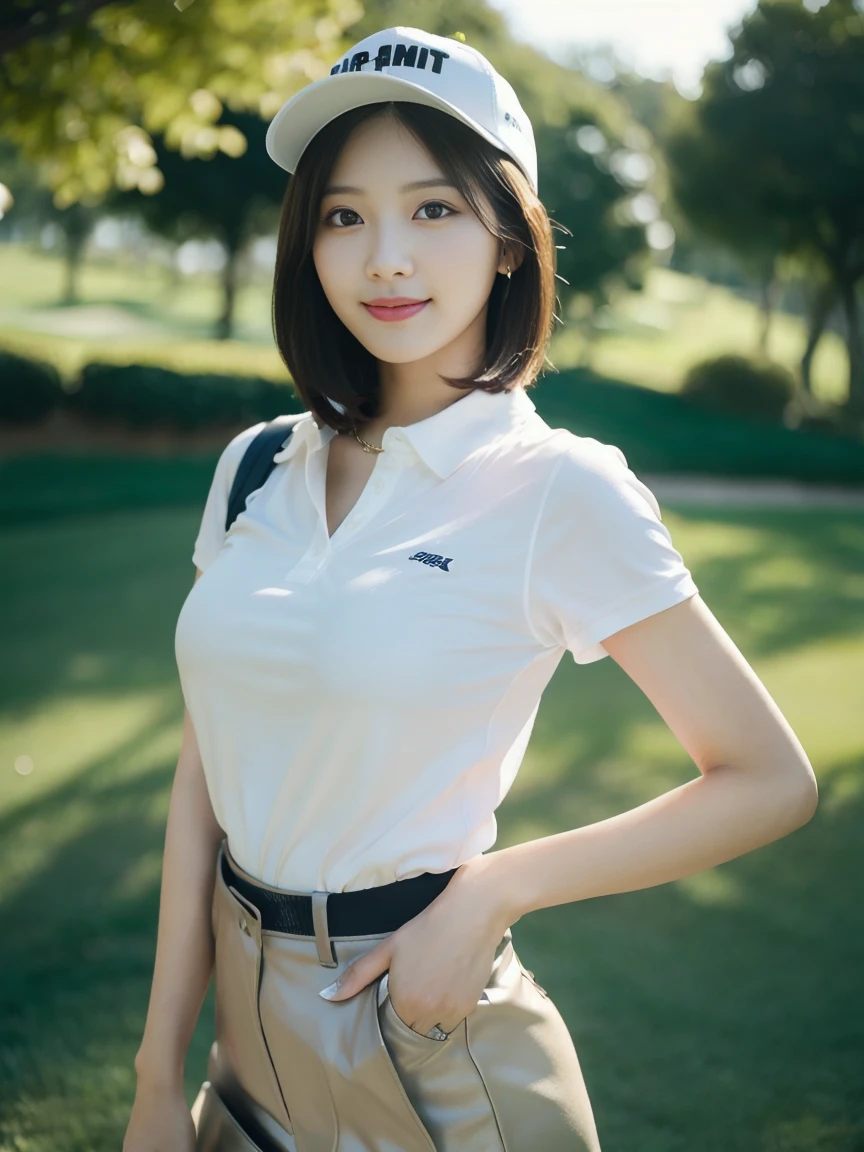 masterpiece, full body, (beautiful eyes: 1.2) ultra hot sexy sensual young woman,
in golf yard, carring a golf bag, shirt skkirt, white polo, white. cap for golf, ( blur background ),
BREAK
detailed eye, Puffy eyes, straight short hair, black hair,
top-quality, high resolution, (Realisticity: 1.4), japanese, Asian Beauty, Super beauty, Beautiful skin, (big boobs), body facing forward, (wide shot), (wide field of view),(A hyper-realistic), (hight resolution), (8K), (ighly detailed), (beautifully detailed eyes), (ultra-detailliert), (wal 1-), (Natural smile). A detailed face, looking at viewert, age19, tall