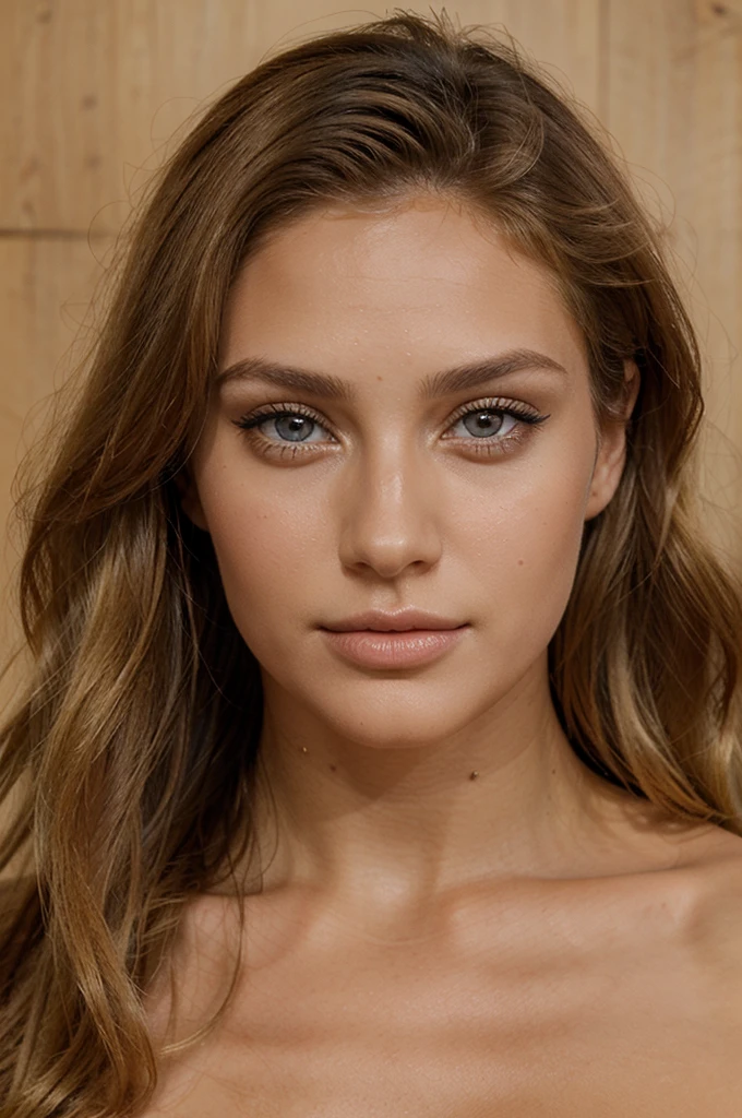 femme de 23 ans mannequin, visage de face, beau regard et beau bronzage, fake blonde, beautiful luscious lip,