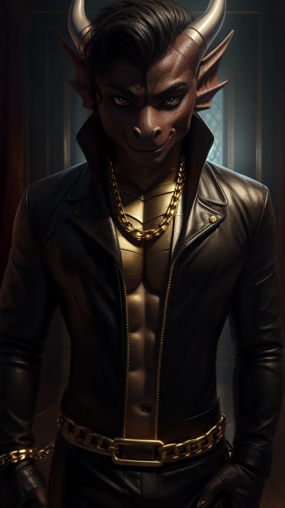 Dragon Looking at the viewer a gold chain And a Michael Jackson style