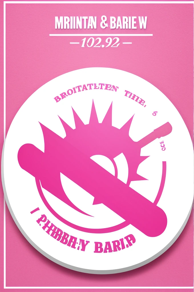 A pink and white barbershop logo
