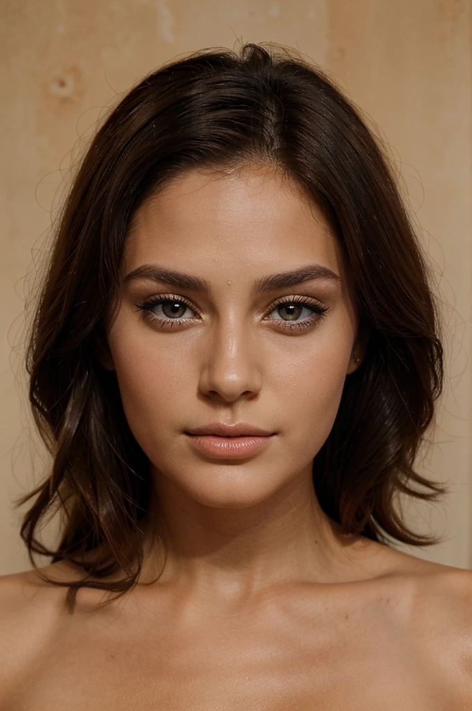 femme de 23 ans mannequin, visage de face, beau regard et beau bronzage, Beautiful lip, bionde