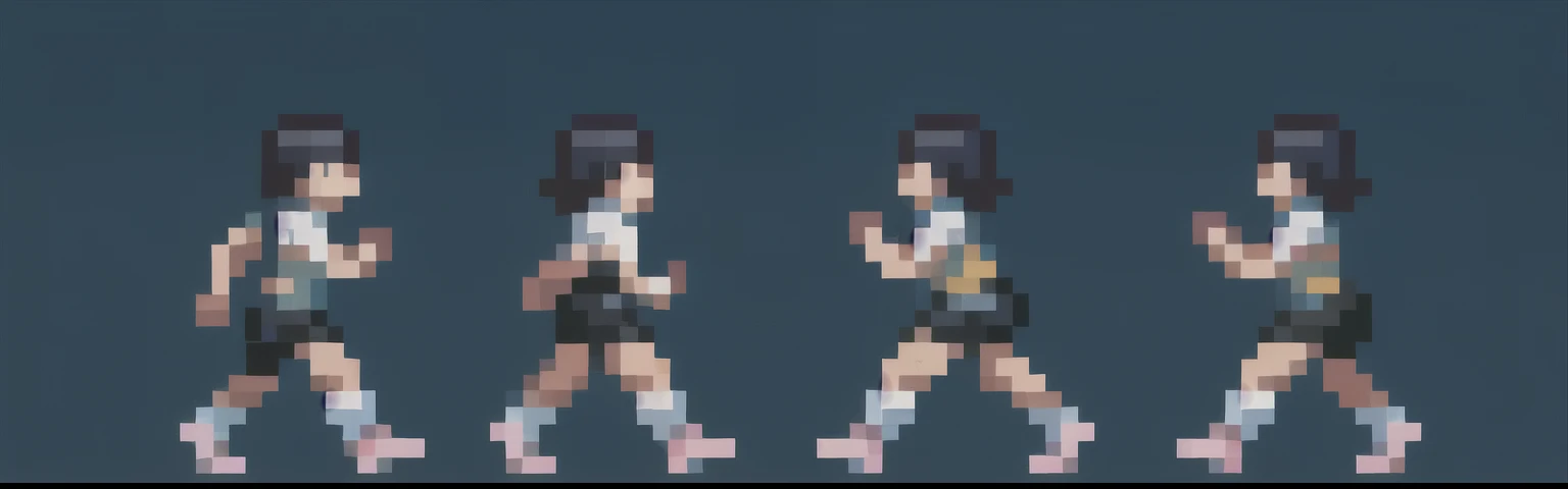 Pixel,Pixel art,Pixelart,Xiangsu,xiang su,whole body,(((Solid color background))),
1 Girl,side view,running,Sequence frames,masterpiece,the best,quality,Black shorts,Simple background,