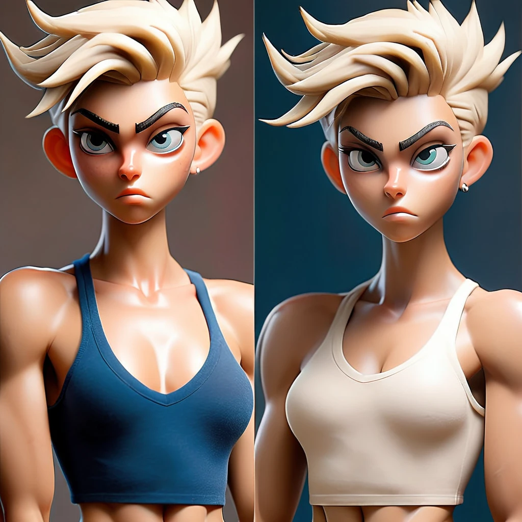 Photos of 20-year-old Italian beauties, nude, Blonde spiked hair, Very detailed eyes, muscular