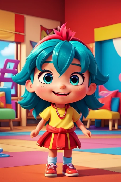 A vibrant and fun image for your YouTube channel "MaysaGames", focused on children's games. At the center, a smiling girl called Maysa, with light brown hair and large, expressive eyes, wearing colorful headphones. She is holding a video game controller and surrounded by icons of popular children's games, like platform game characters, racing cars and magical creatures. The background is a mix of bright colors and video game elements, like coins, stars and hearts. At the top of the image, the name "MaysaGames" It is written in large, cheerful letters, with a playful and colorful font style, that stands out against the animated background.