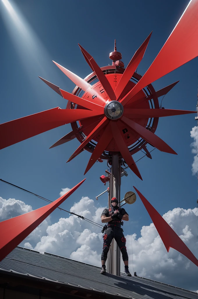 The tomoons in his Sharingan fused together forming a weather vane with four rays perpendicular to each other inclined at forty-five degrees..