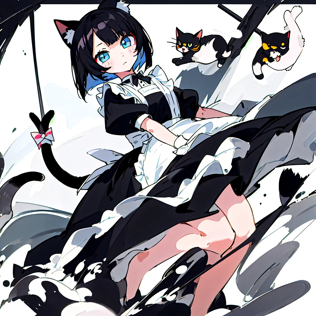 masterpiece、Highest quality、One Girl、Black Hair、Cat ear、Bob Hair、Maid clothes、