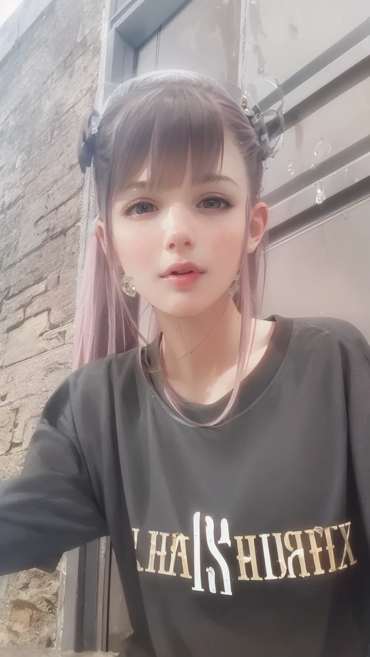masterpiece,best quality,photo realistic,asda,face,1girl,head,thick lips, pink hair,sitting ,wet,shiny skin, mix4,